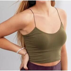 NWT Free People Skinny Strap Seamless Brami in Color Olive Green Size XS/S